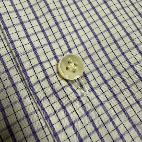 Emanuel Berg Paris Dress Shirt White / Blue Check Italy Cotton 15.5 Medium - Picture 4 of 9